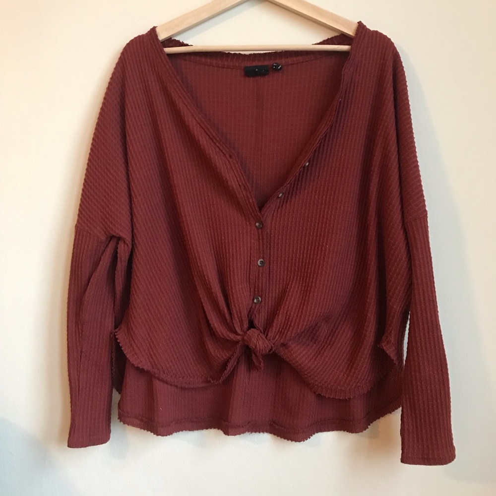 Out front under urban outfitters red thermal top